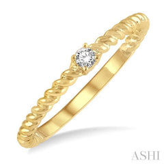 1/20 ctw Rope Shank Round Cut Diamond Petite Promise Ring in 10K Yellow Gold