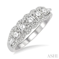 1 ctw Baguette and Round Cut Diamond Fashion Ring in 14K White Gold