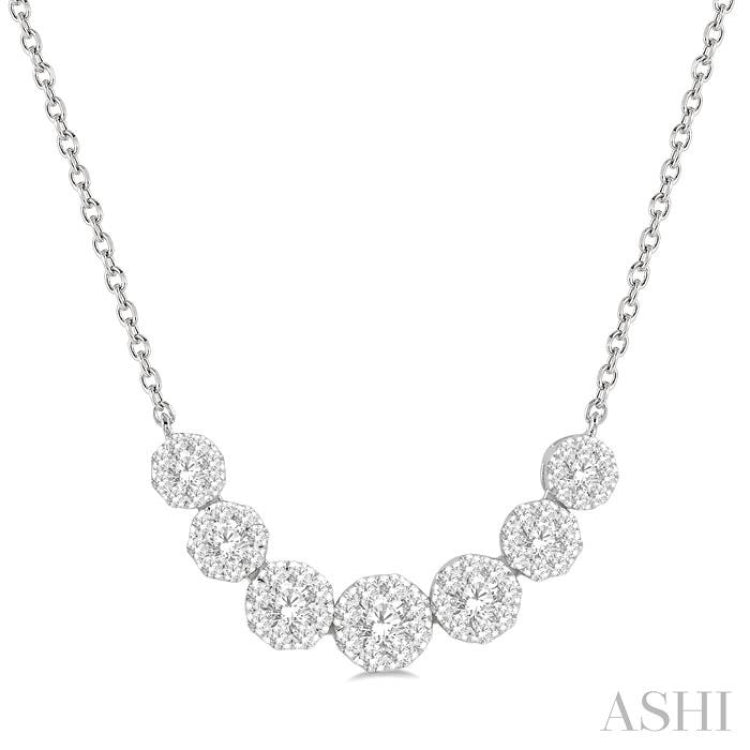 3/4 ctw Round Cut Diamond Lovebright Necklace in 14K White Gold