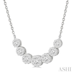 3/4 ctw Round Cut Diamond Lovebright Necklace in 14K White Gold