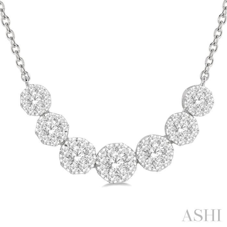 3/4 ctw Round Cut Diamond Lovebright Necklace in 14K White Gold