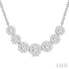 3/4 ctw Round Cut Diamond Lovebright Necklace in 14K White Gold