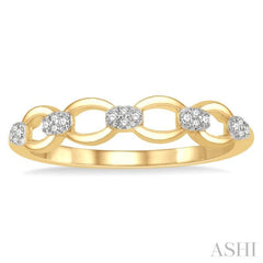 1/10 ctw Round Cut Diamond Stackable Oval Shape Link Fashion Band in 14K Yellow Gold