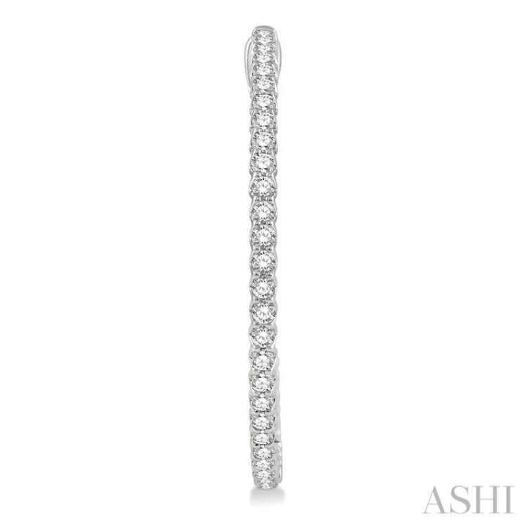 2 ctw Inside-Out Round Cut Diamond 1 1/2 Inch Hoop Earrings in 14K White Gold