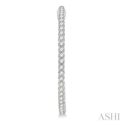 2 ctw Inside-Out Round Cut Diamond 1 1/2 Inch Hoop Earrings in 14K White Gold