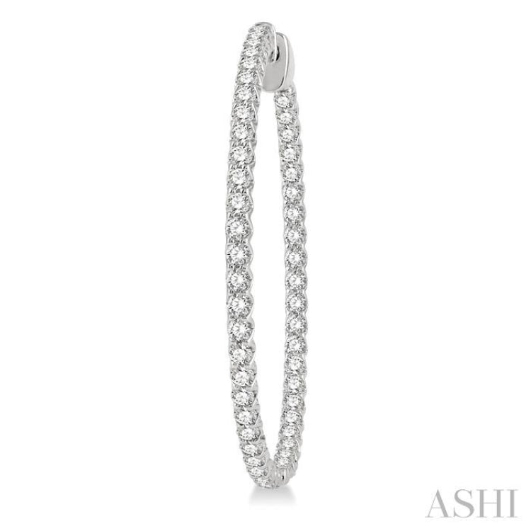 2 ctw Inside-Out Round Cut Diamond 1 1/2 Inch Hoop Earrings in 14K White Gold