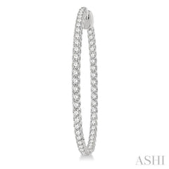 2 ctw Inside-Out Round Cut Diamond 1 1/2 Inch Hoop Earrings in 14K White Gold