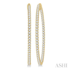 5 ctw Inside-Out Round Cut Diamond 2-Inch Hoop Earrings in 14K Yellow Gold