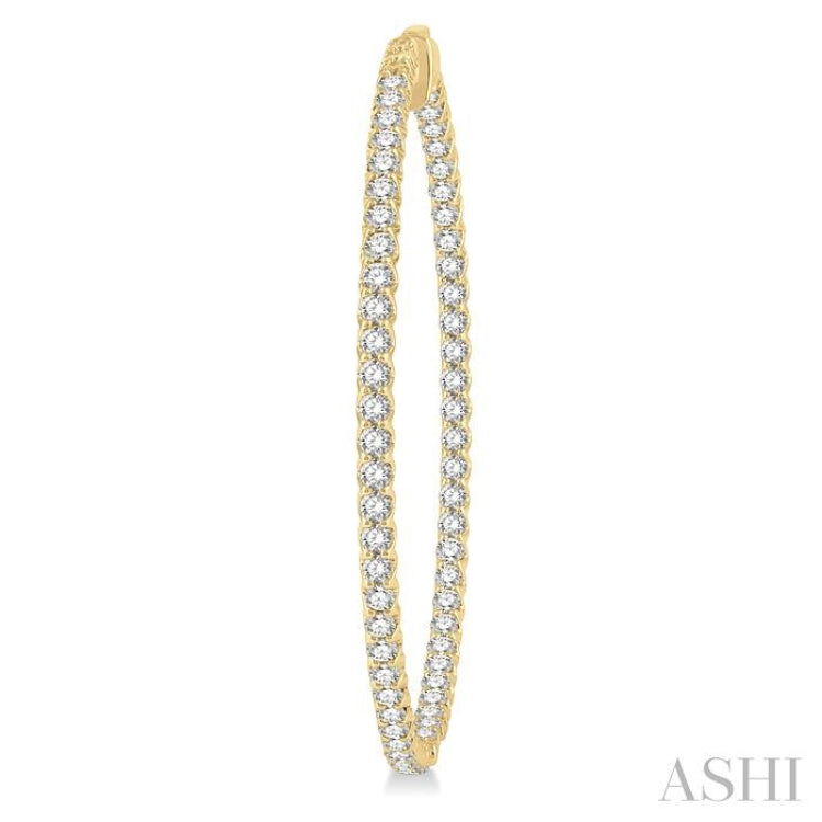 5 ctw Inside-Out Round Cut Diamond 2-Inch Hoop Earrings in 14K Yellow Gold