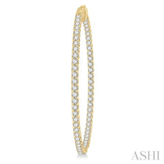 5 ctw Inside-Out Round Cut Diamond 2-Inch Hoop Earrings in 14K Yellow Gold