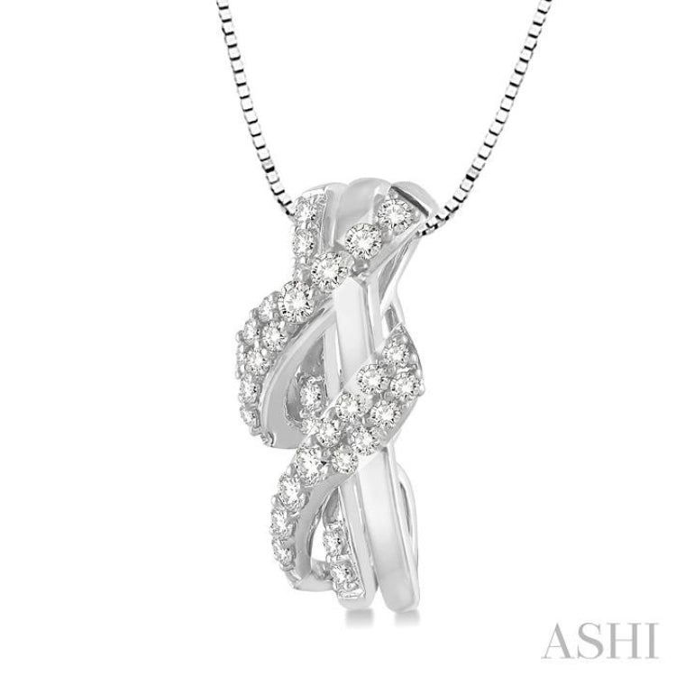 3/8 ctw Round Cut Diamond Pendant in 14K White Gold with Chain