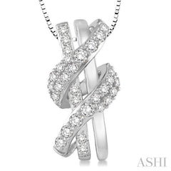 3/8 ctw Round Cut Diamond Pendant in 14K White Gold with Chain