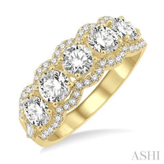 2 ctw Baguette and Round Cut Diamond Fashion Ring in 14K Yellow Gold