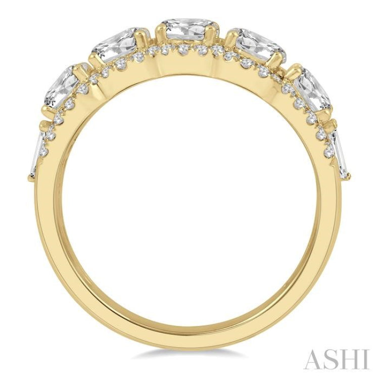 2 ctw Baguette and Round Cut Diamond Fashion Ring in 14K Yellow Gold