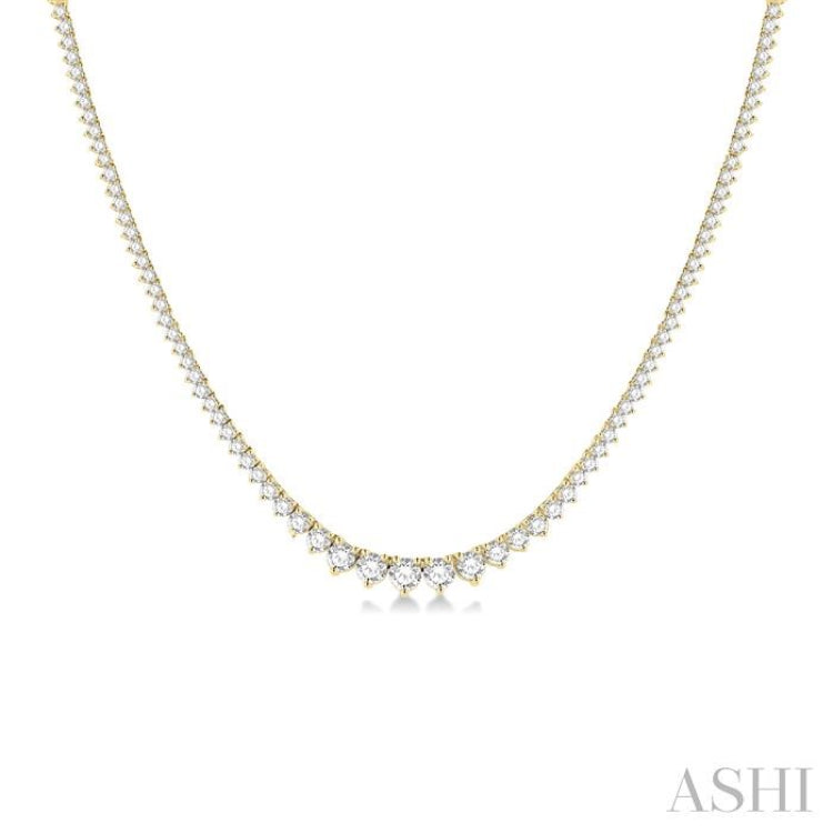 5 ctw Riviera Round Cut Diamond Necklace in 14K Yellow Gold