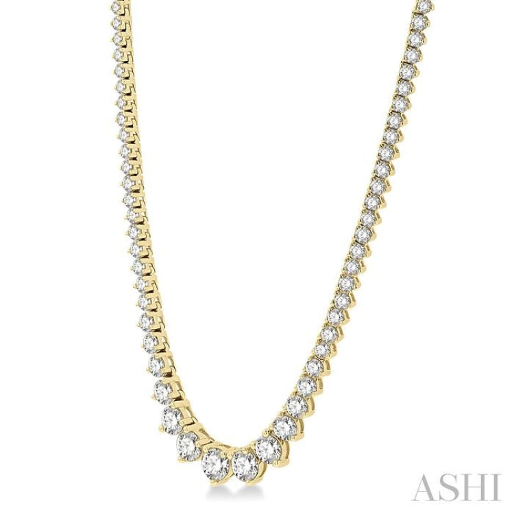 5 ctw Riviera Round Cut Diamond Necklace in 14K Yellow Gold