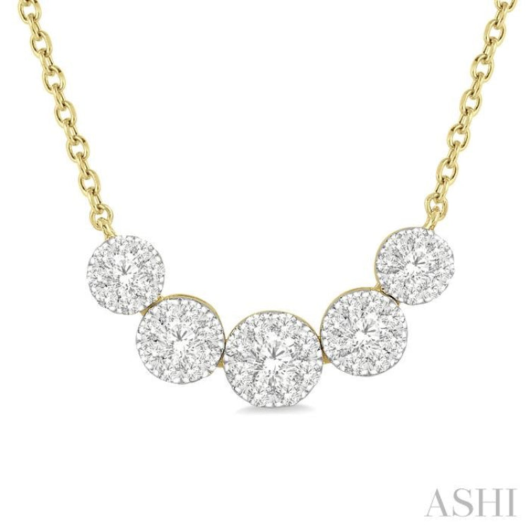 1/2 ctw Round Cut Diamond Lovebright Necklace in 14K Yellow and White Gold
