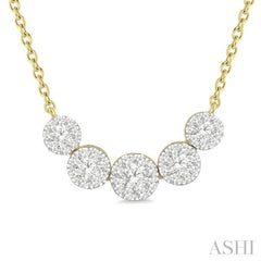 1/2 ctw Round Cut Diamond Lovebright Necklace in 14K Yellow and White Gold
