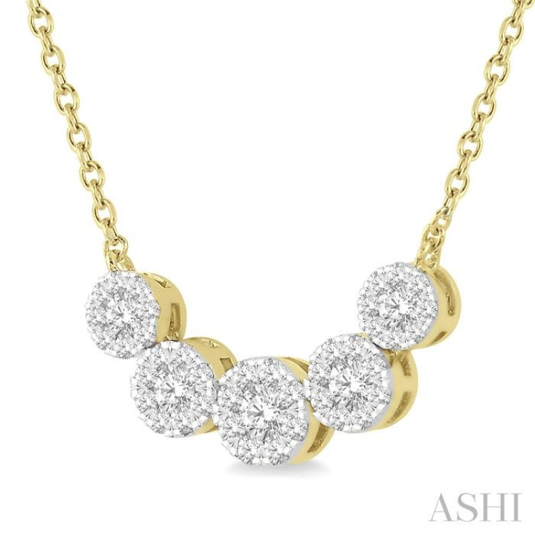 1/2 ctw Round Cut Diamond Lovebright Necklace in 14K Yellow and White Gold