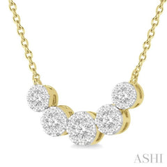 1/2 ctw Round Cut Diamond Lovebright Necklace in 14K Yellow and White Gold