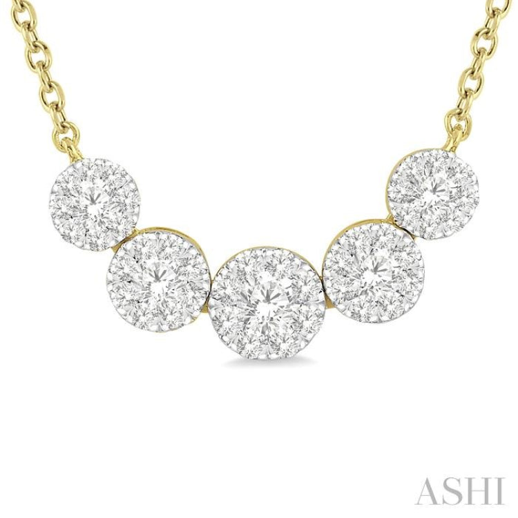 1/2 ctw Round Cut Diamond Lovebright Necklace in 14K Yellow and White Gold