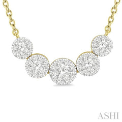 1/2 ctw Round Cut Diamond Lovebright Necklace in 14K Yellow and White Gold