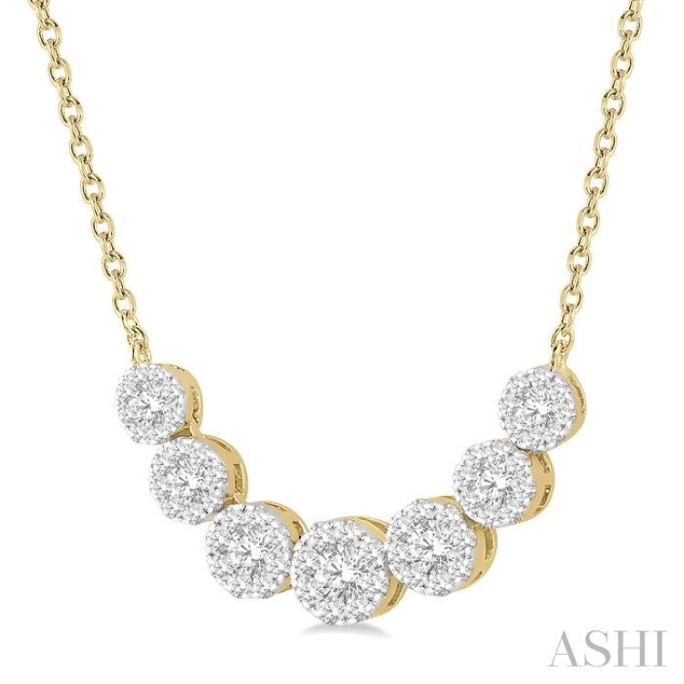 3/4 ctw Round Cut Diamond Lovebright Necklace in 14K Yellow and White Gold