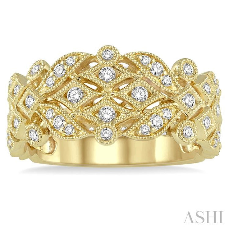 1/2 ctw Lattice Round Cut Diamond Fashion Band in 14K Yellow Gold