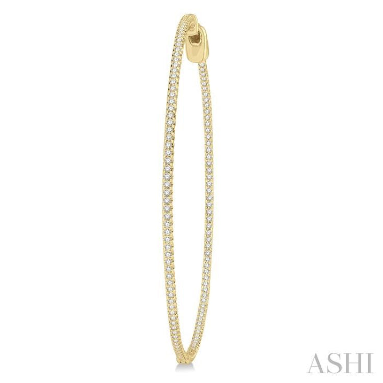 1 ctw Inside-Out Round Cut Diamond 2-Inch Hoop Earrings in 14K Yellow Gold