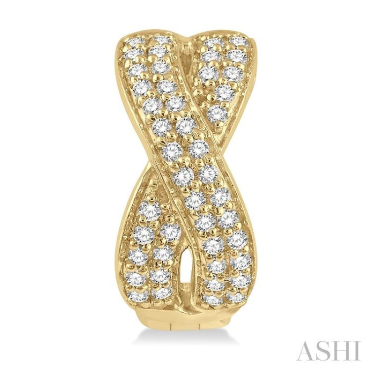 1/3 ctw Crossover Round Cut Diamond Petite Huggie Earrings in 14K Yellow Gold