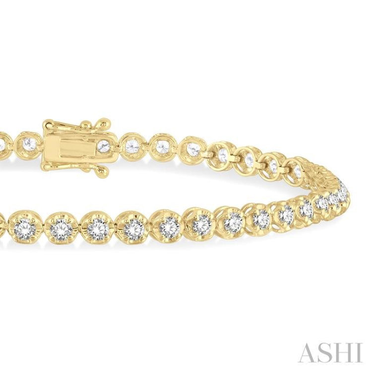 2 ctw Round Cut Diamond Illusion Tennis Bracelet in 14K Yellow Gold