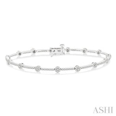 1 ctw Cluster Round Cut Diamond Bar Link Bracelet in 10K White Gold