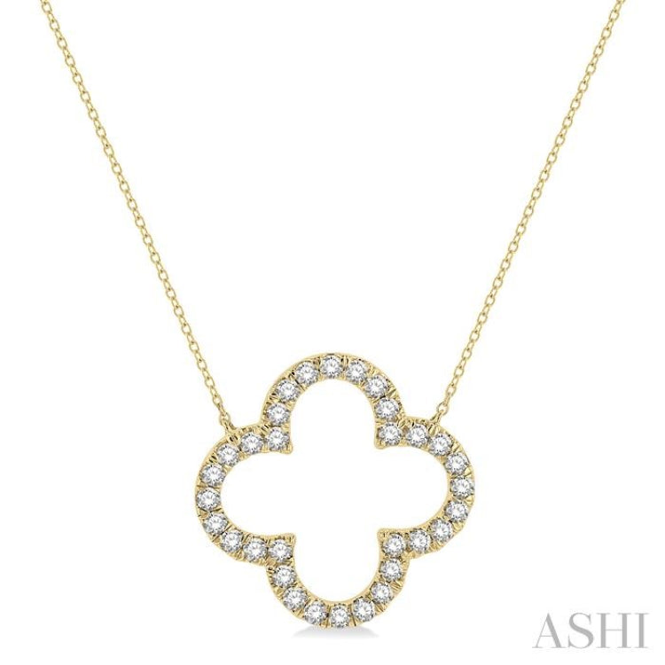 1 ctw Clover Round Cut Diamond Pendant in 14K Yellow Gold