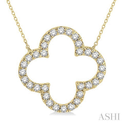 1 ctw Clover Round Cut Diamond Pendant in 14K Yellow Gold