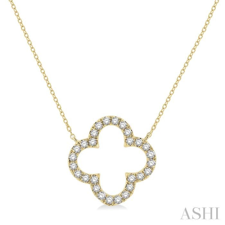 1/2 ctw Clover Round Cut Diamond Pendant in 14K Yellow Gold