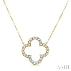 1/2 ctw Clover Round Cut Diamond Pendant in 14K Yellow Gold