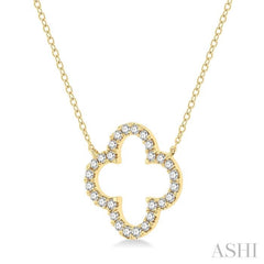 1/2 ctw Clover Round Cut Diamond Pendant in 14K Yellow Gold