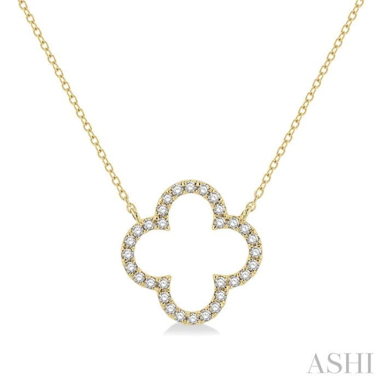 1/4 ctw Clover Round Cut Diamond Pendant in 14K Yellow Gold