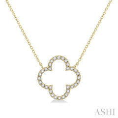 1/4 ctw Clover Round Cut Diamond Pendant in 14K Yellow Gold
