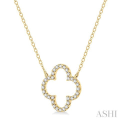 1/4 ctw Clover Round Cut Diamond Pendant in 14K Yellow Gold
