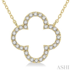 1/4 ctw Clover Round Cut Diamond Pendant in 14K Yellow Gold