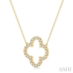 3/4 ctw Clover Round Cut Diamond Pendant in 14K Yellow Gold