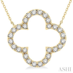 3/4 ctw Clover Round Cut Diamond Pendant in 14K Yellow Gold