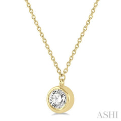3/8 ctw Round Cut Diamond Pendant With Chain in 14K Yellow Gold