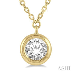 3/8 ctw Round Cut Diamond Pendant With Chain in 14K Yellow Gold