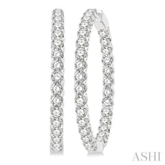10 ctw Inside-Out Round Cut Diamond 1 1/2 Inch Hoop Earrings in 14K White Gold