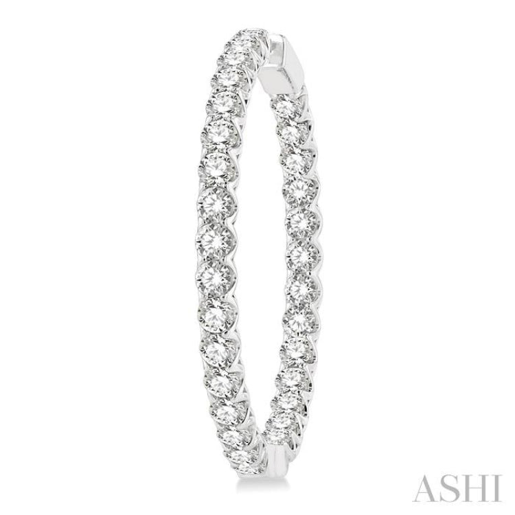 10 ctw Inside-Out Round Cut Diamond 1 1/2 Inch Hoop Earrings in 14K White Gold