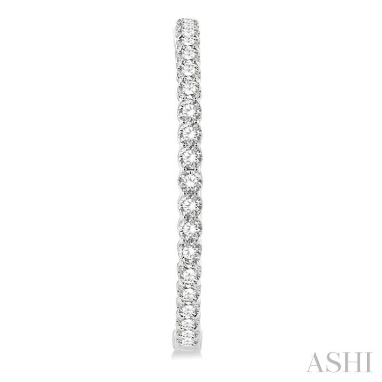 7 ctw Inside-Out Round Cut Diamond 1 1/2 Inch Hoop Earrings in 14K White Gold