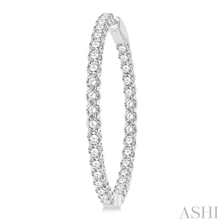 7 ctw Inside-Out Round Cut Diamond 1 1/2 Inch Hoop Earrings in 14K White Gold