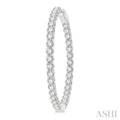 7 ctw Inside-Out Round Cut Diamond 1 1/2 Inch Hoop Earrings in 14K White Gold